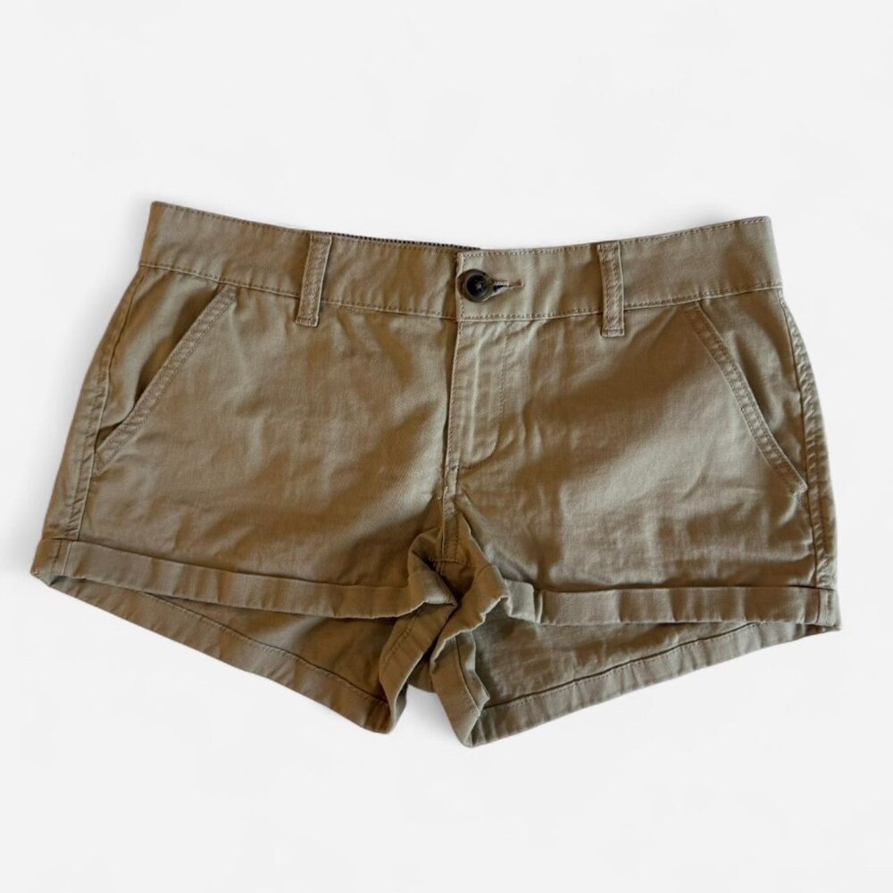 y2k low rise khaki mini shorts